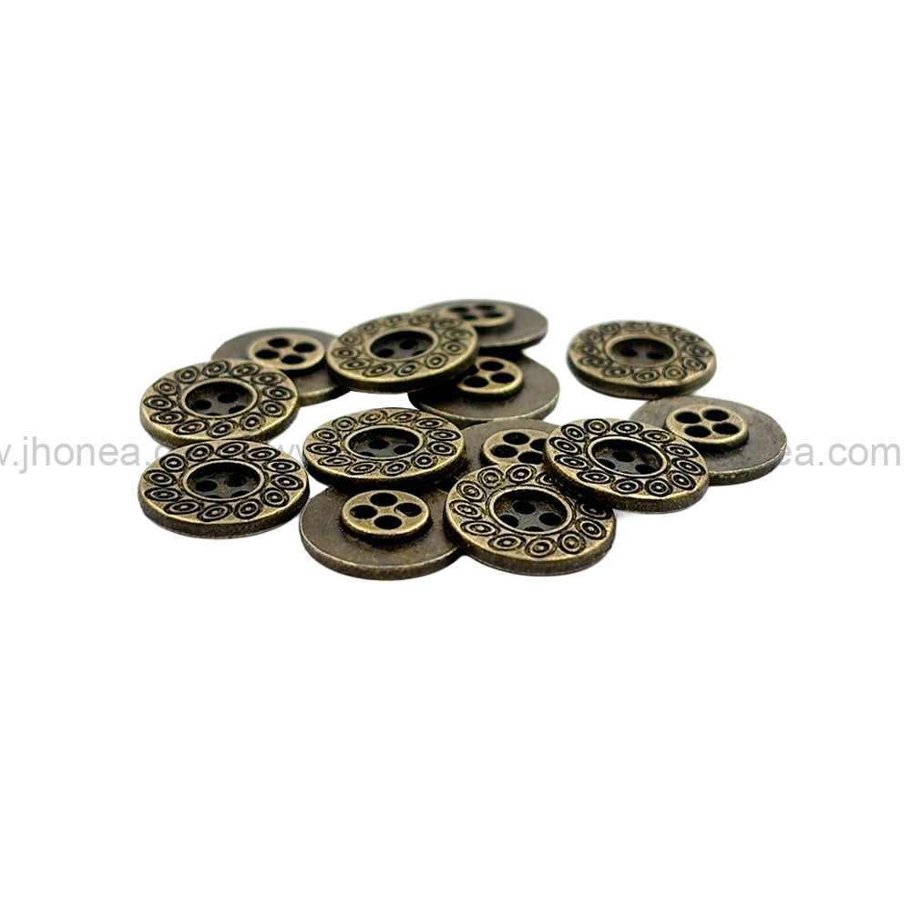 Beautiful Eye-Catching Engraved Design 4-Hole Metal Buttons