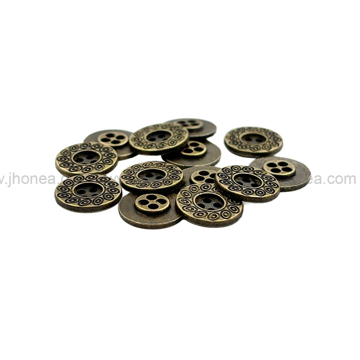 Beautiful Eye-Catching Engraved Design 4-Hole Metal Buttons
