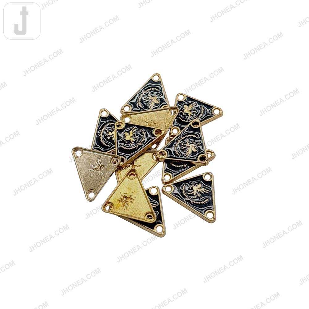 Geometric Triangle Metal Clothing Accessory with Black Enamel Accent