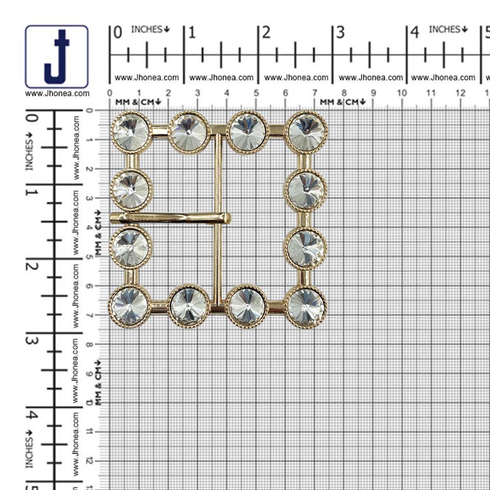 Glamorous Sparkling Square Shiny Gold Diamond Belt Buckle