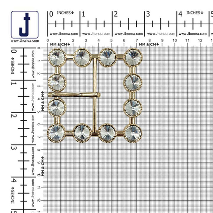 Glamorous Sparkling Square Shiny Gold Diamond Belt Buckle