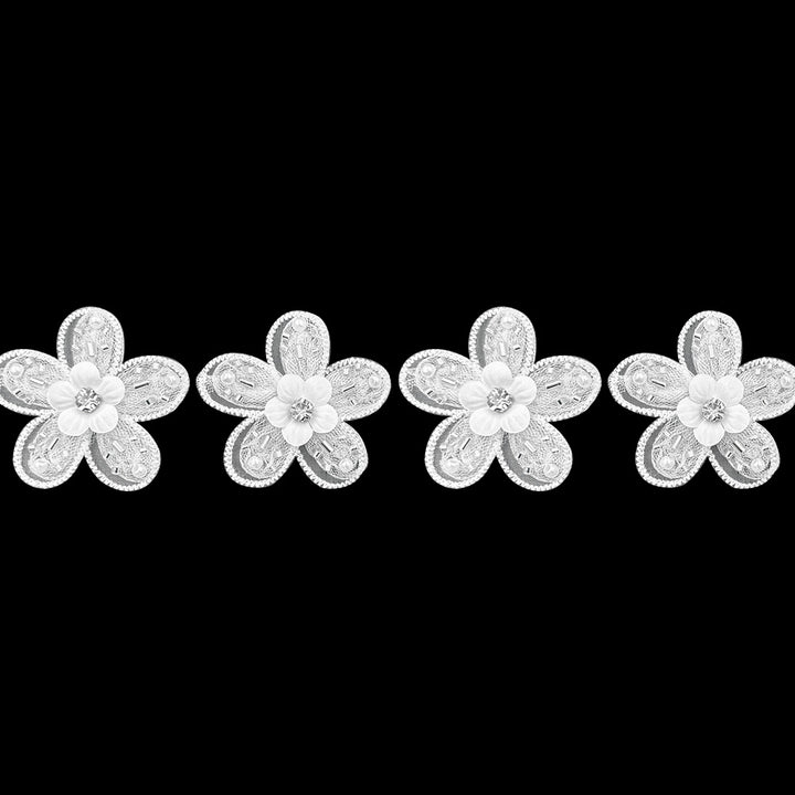 Decorative Dyeable Beaded Flower Lace Applique 5cm Bridal Embellishment