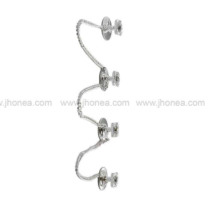 Sparkling Silver Square Shape Diamond Chain Hanging Buttons