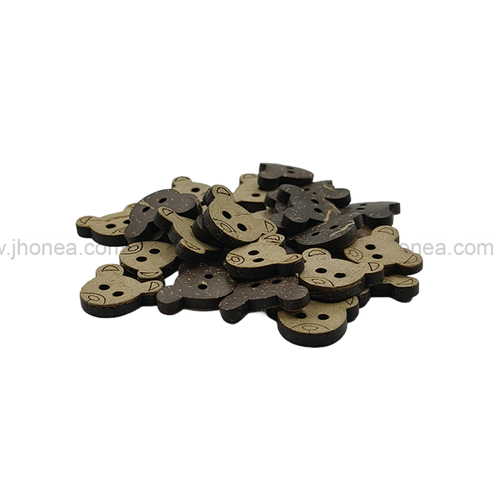 Teddy Bear Shape 2-Hole Natural Coco Button