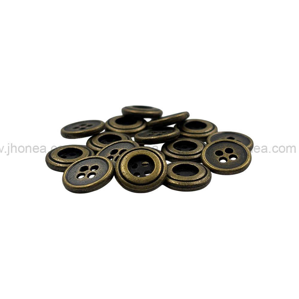 Vintage Reversible 4-Hole Double Rim Round Metal Buttons