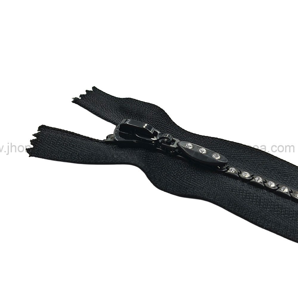 #4 Number Decorative Fancy Closed End Zipper with Diamond Embellished Teeth