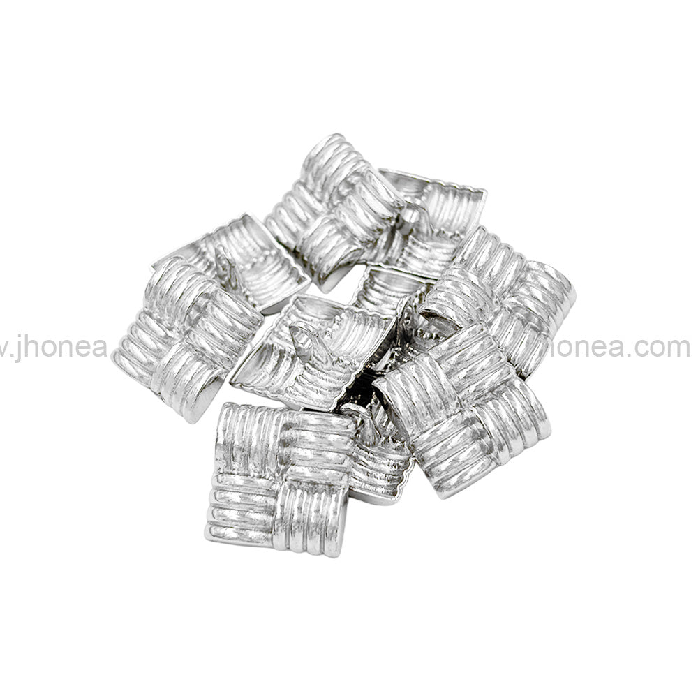 Eye-Catching Square Ribbed Design Shiny Finish Loop Shank Metal Button
