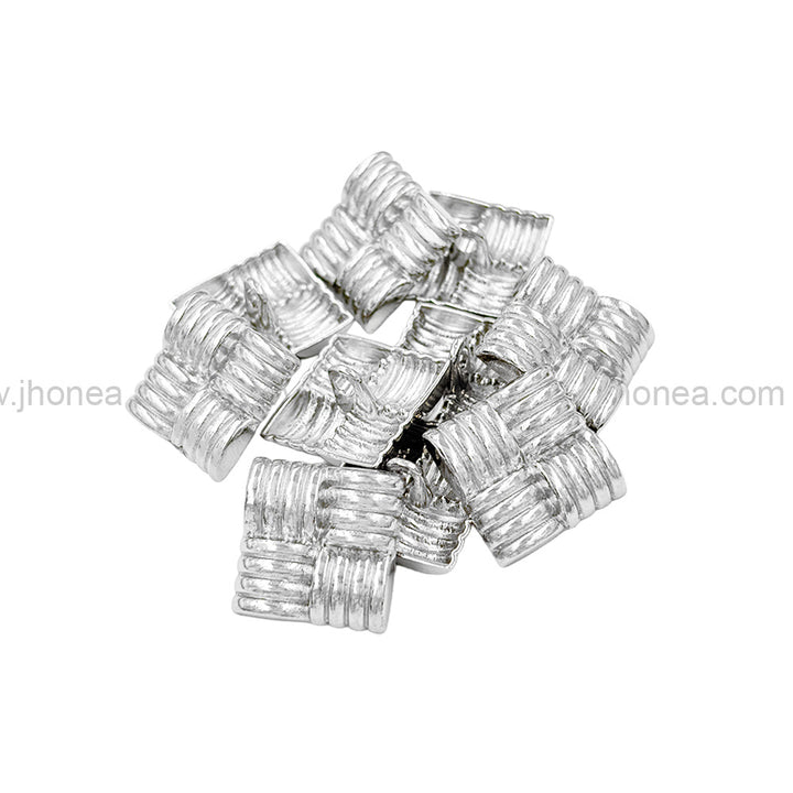 Eye-Catching Square Ribbed Design Shiny Finish Loop Shank Metal Button