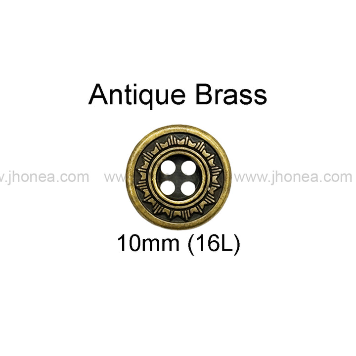 Sun Design Round Shape 4-Hole Metal Buttons for Shirts