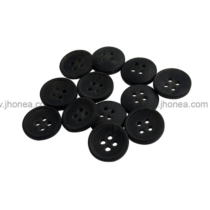Classic Black Round 4-Hole Kurta Button for Traditional Wear