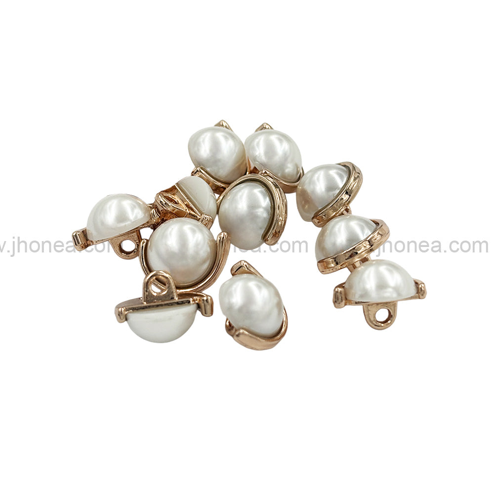Shiny Gold & Silver Round Shape Fancy Pearl Buttons