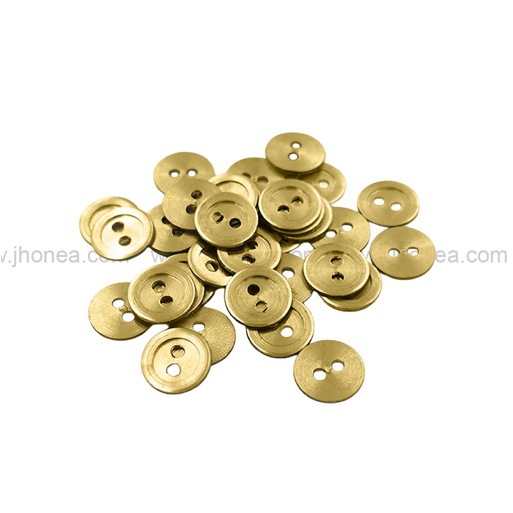 Premium Solid Brass 2-Hole Flat Rim Design Metal Button for Garments