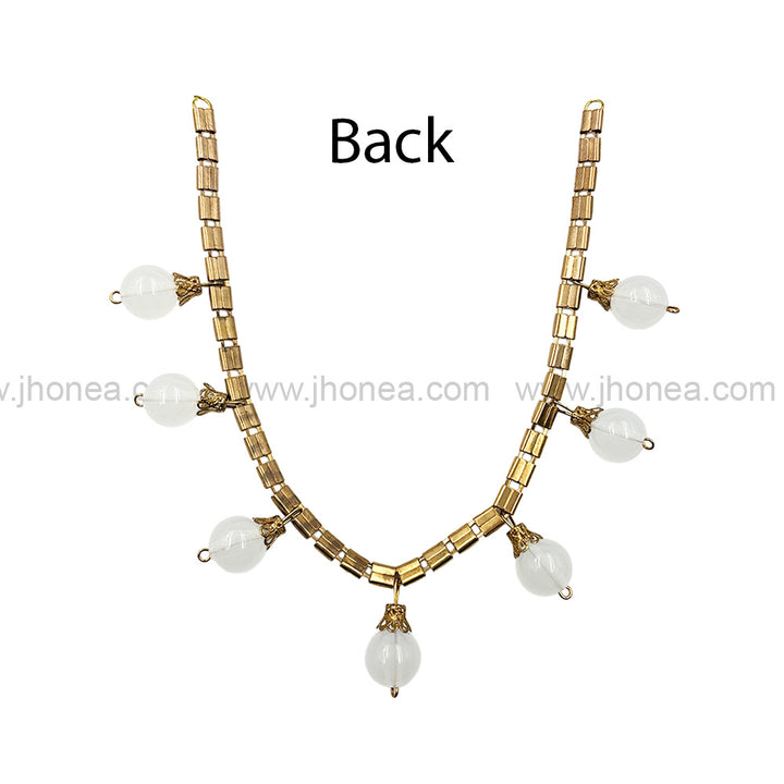 Beautiful Gold & White Beaded Decorative Necklace for Ethnic Wear