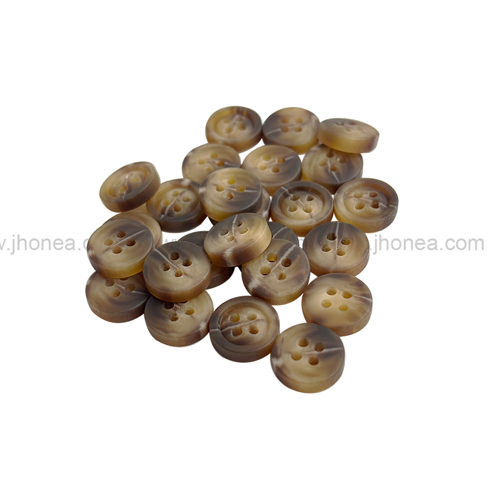 Brown  10mm (16L) Round 4-Hole Buttons for Men/Women/Kids Clothing