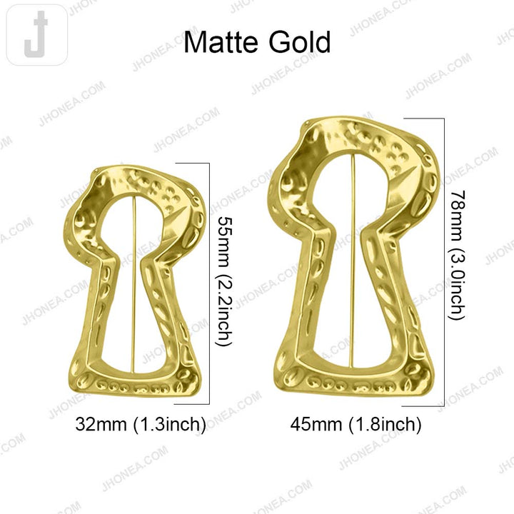 Abstract Statement Matte Gold Keyhole Pin Brooch