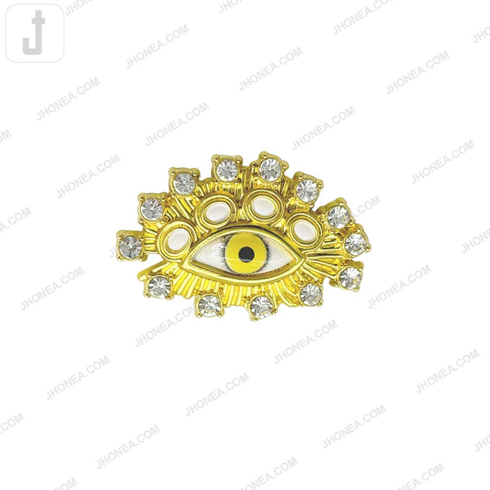 Fancy Eye Metal Button with Diamond Accents for Designer Wear