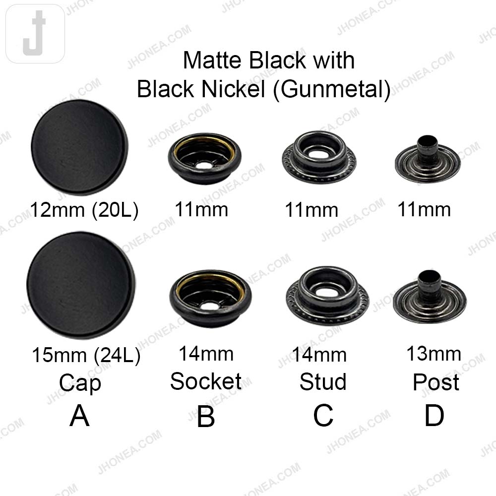 Premium Smooth Flat 4-Part Metal Snap Buttons for Garments & Leather