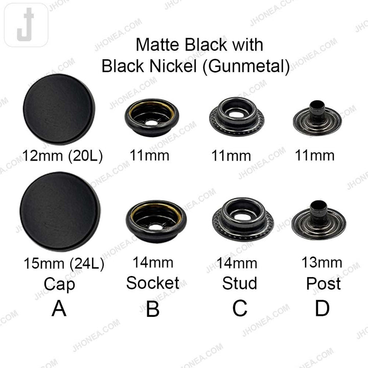 Premium Smooth Flat 4-Part Metal Snap Buttons for Garments & Leather