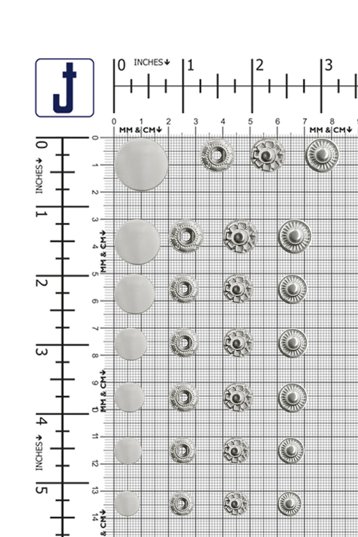 Standard Quality Assorted Metal Snap Buttons 4-Part Snap Fastener Sets