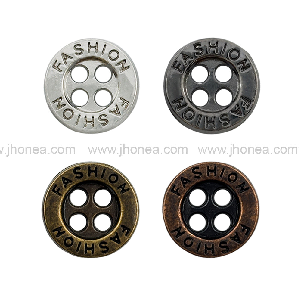 Engraved Fashion Round Shape 4-Hole Shirt Metal Buttons