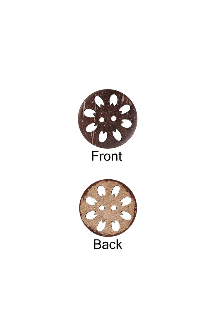 Cutwork Design Round Shape 2-Hole Brown Coco Buttons