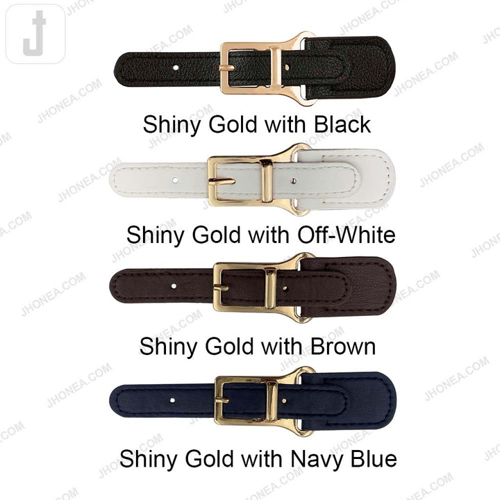 Fashionable Shiny Gold Buckle with Prong PU Belt