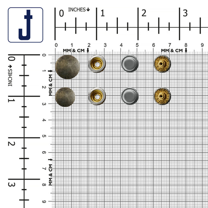 Vintage Antique Brass 4-Part Press Snap Buttons Fasteners Set for Garments/Leather Accessories