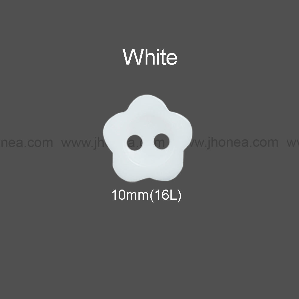 Flower Shape White Polyester 2-Hole Decorative Shirt Buttons