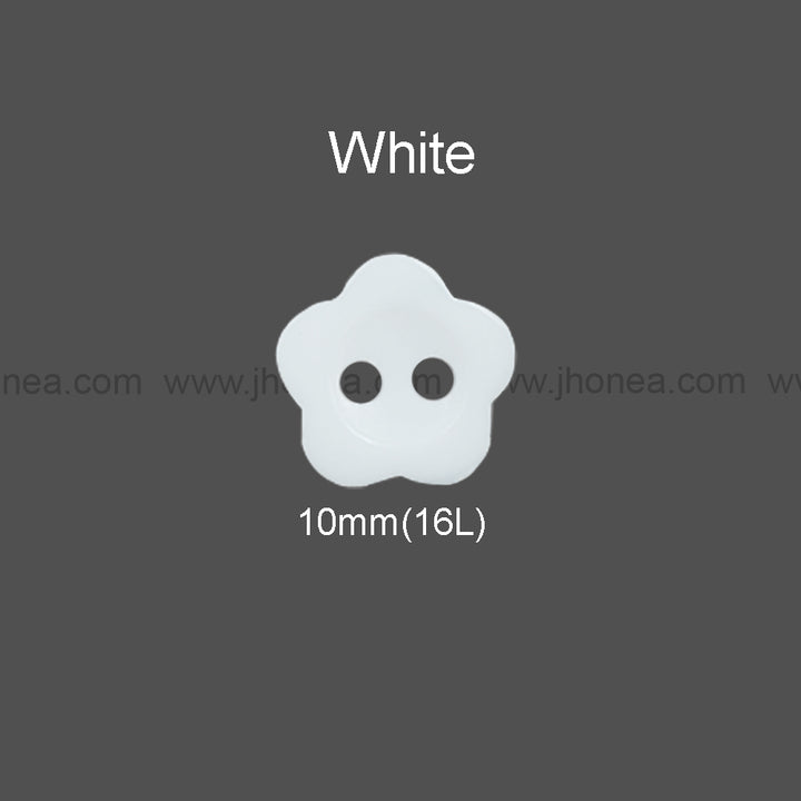 Flower Shape White Polyester 2-Hole Decorative Shirt Buttons
