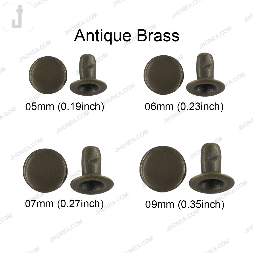 Elegant Solid Brass Flat Rivets for Denim/Leather/Bags/DIY Craft Projects