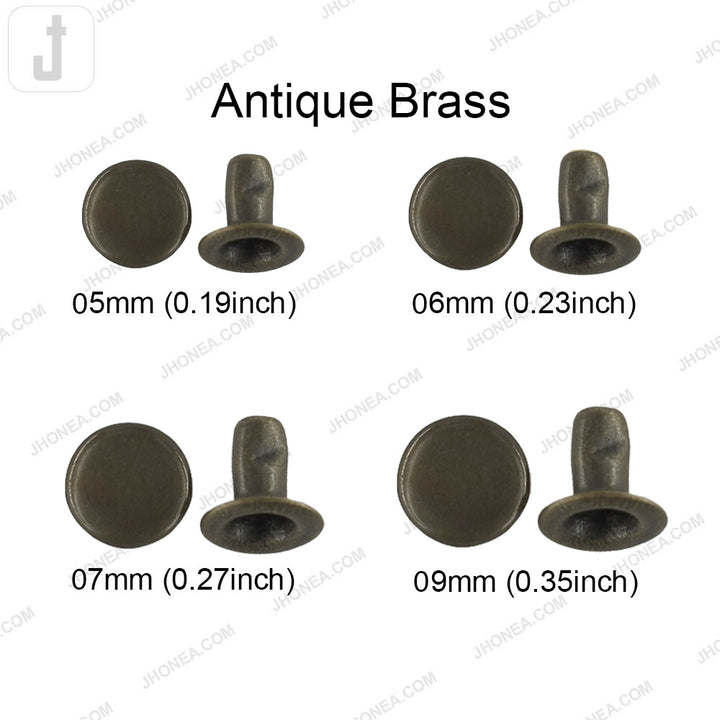 Elegant Solid Brass Flat Rivets for Denim/Leather/Bags/DIY Craft Projects