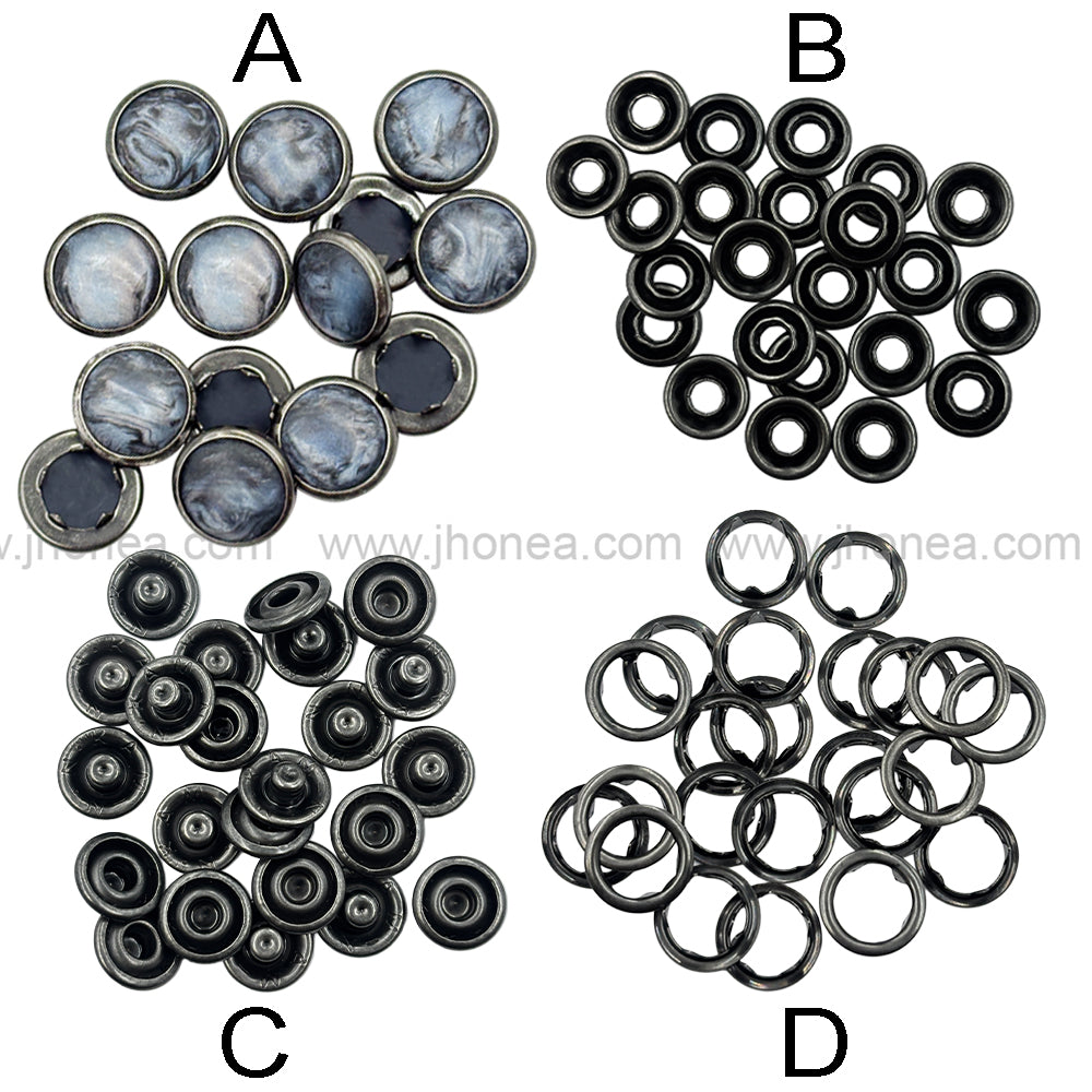 Durable Antique Silver Finish 12mm Prong Snap Button for Denim Clothing
