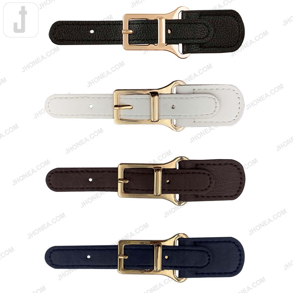 Fashionable Shiny Gold Buckle with Prong PU Belt
