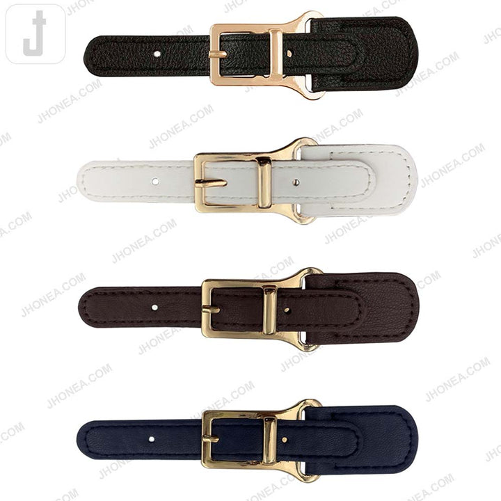 Fashionable Shiny Gold Buckle with Prong PU Belt