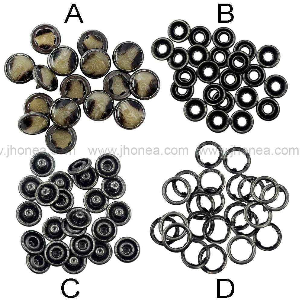 Versatile Antique Silver Finish 12mm Prong Snap Buttons