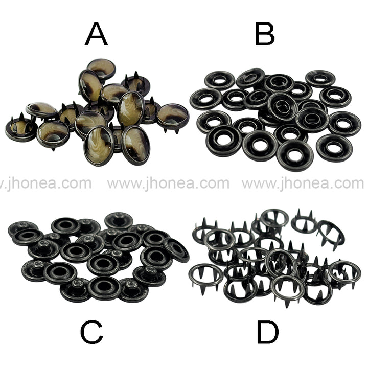 Versatile Antique Silver Finish 12mm Prong Snap Buttons