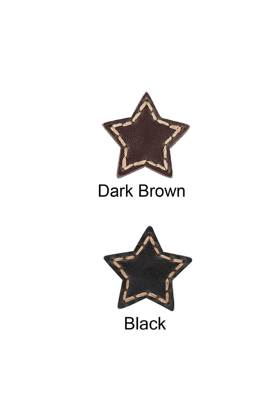 Star Shape Black & Brown Stitched Leather Button with Downhole Loop