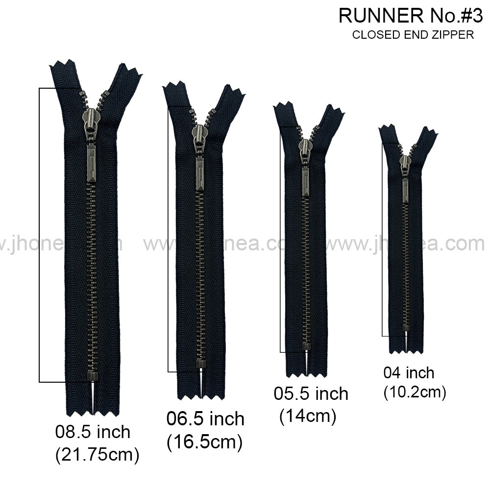 Premium Quality #3 Number Gunmetal Decorative YKK Metal Zipper for Hoodies & Jackets