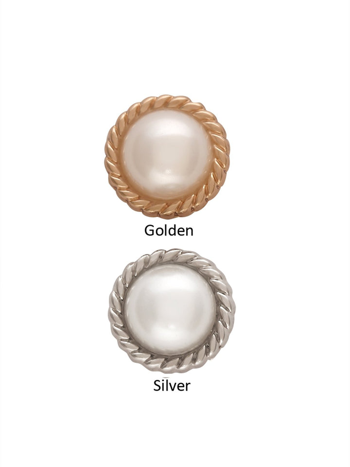 Shiny Round Shape Engraved Rim Pearl Button