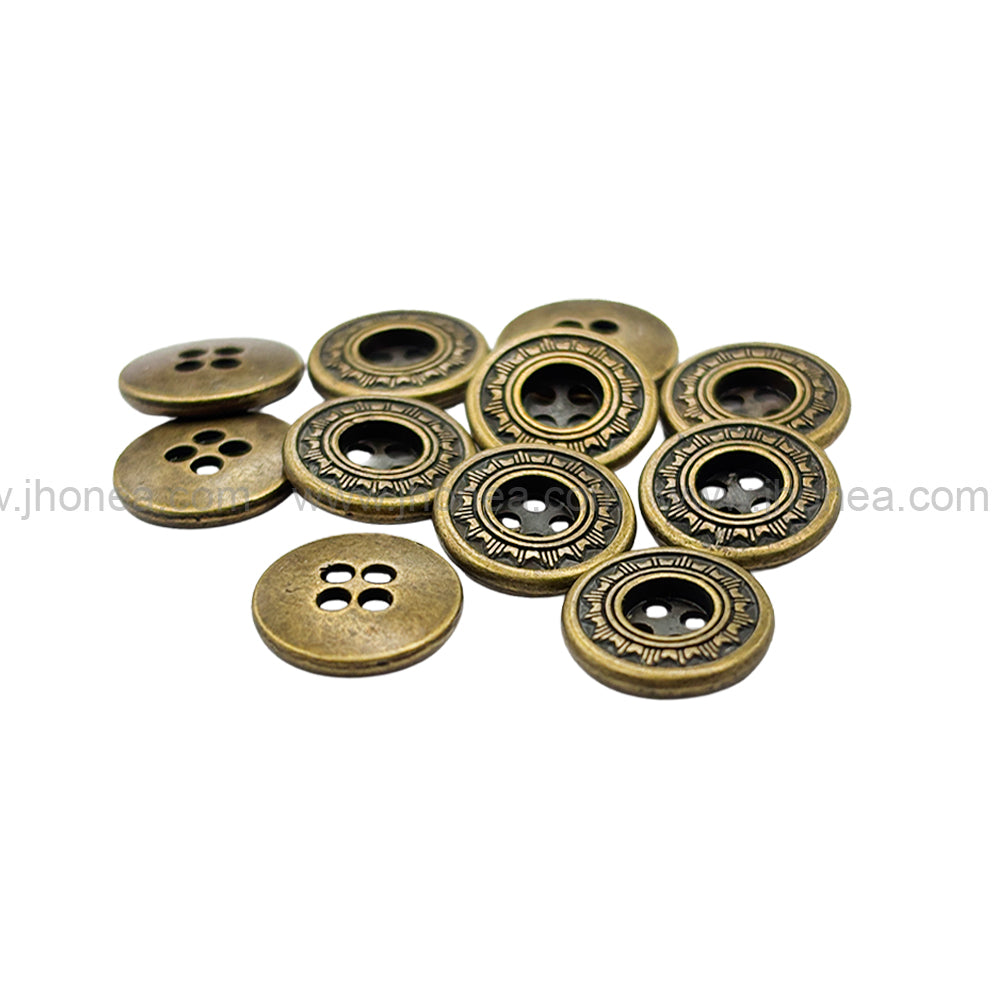 Sun Design Round Shape 4-Hole Metal Buttons for Shirts