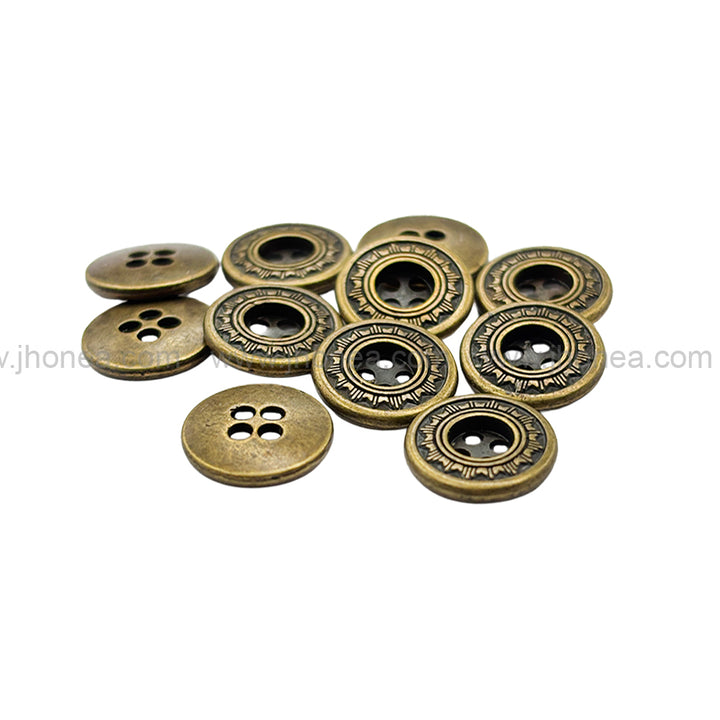Sun Design Round Shape 4-Hole Metal Buttons for Shirts