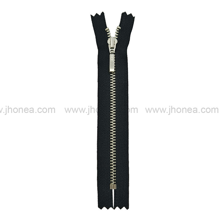 YKK- #3Number Silver with Black YKK Premium Quality Closed-End Metal Zipper for Dresses