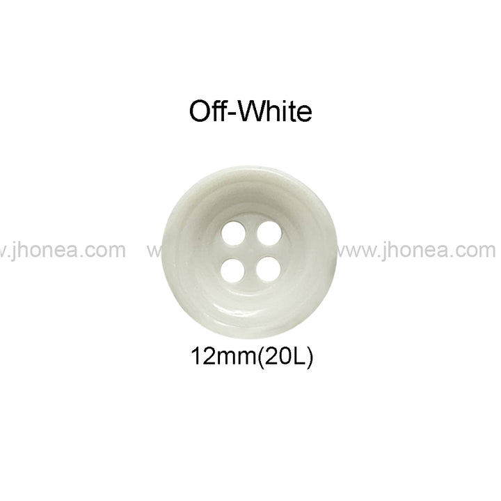 Round Shape 4-Hole Off White Shirt Button