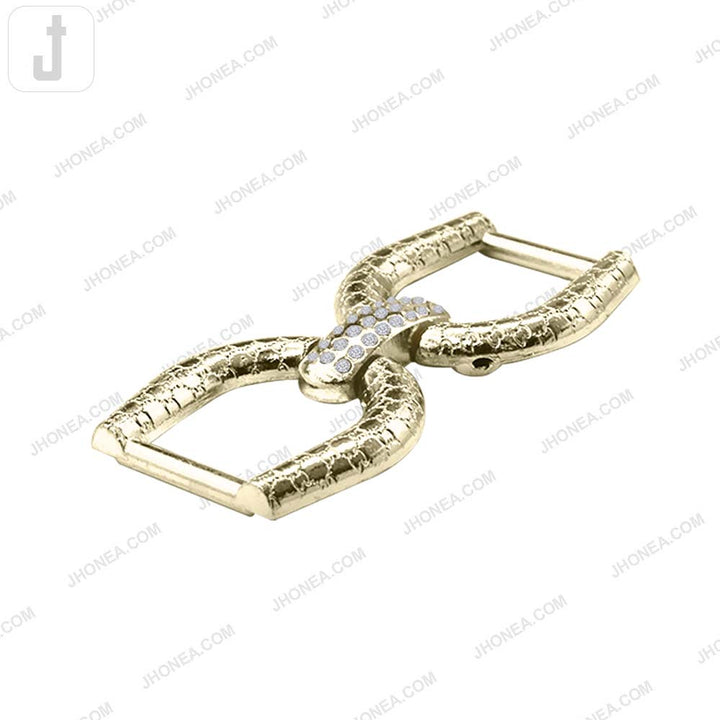 Elegant Shiny Gold Diamond Accent Metal Belt/Shoe Accessory