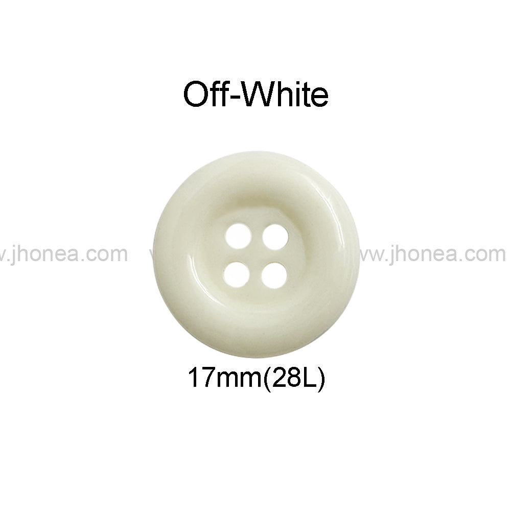 Classic Off-White Round Shape 4-Hole Polyester Buttons