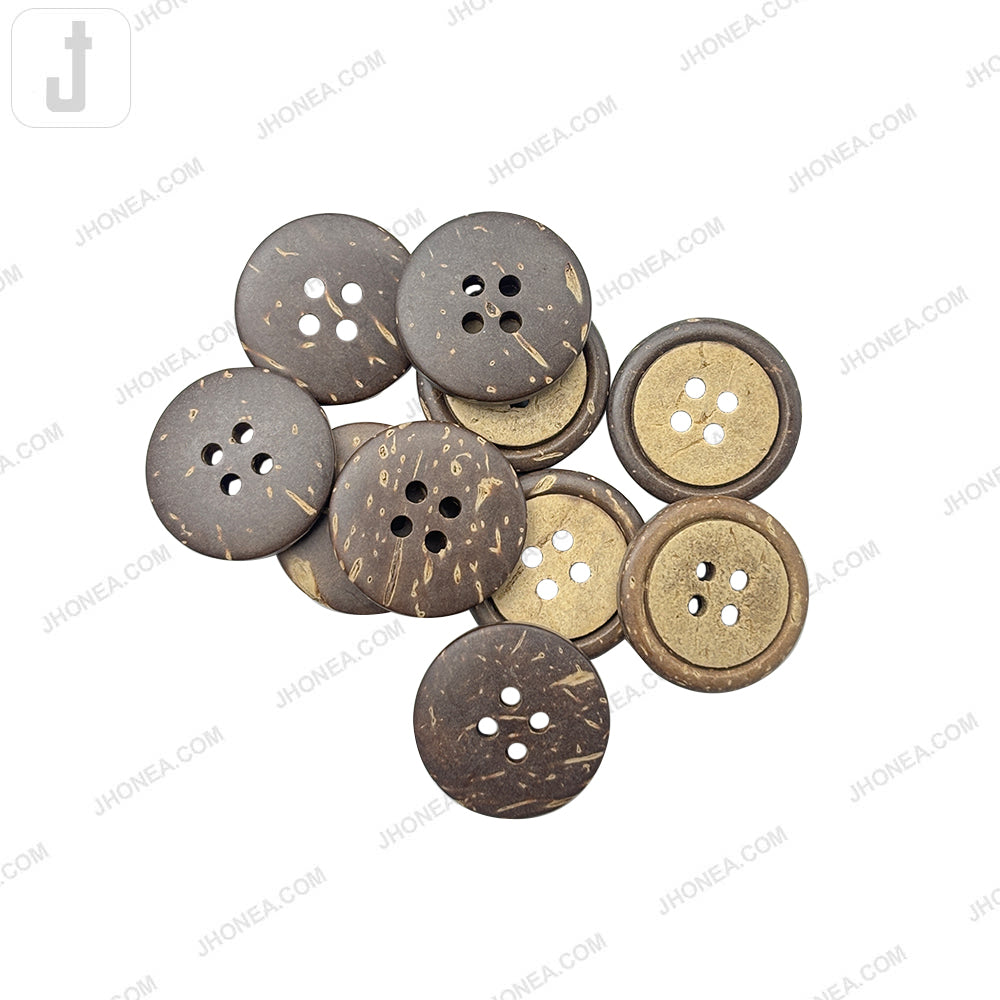 20mm Natural Smooth Finish 4-Hole Coco Shell Buttons