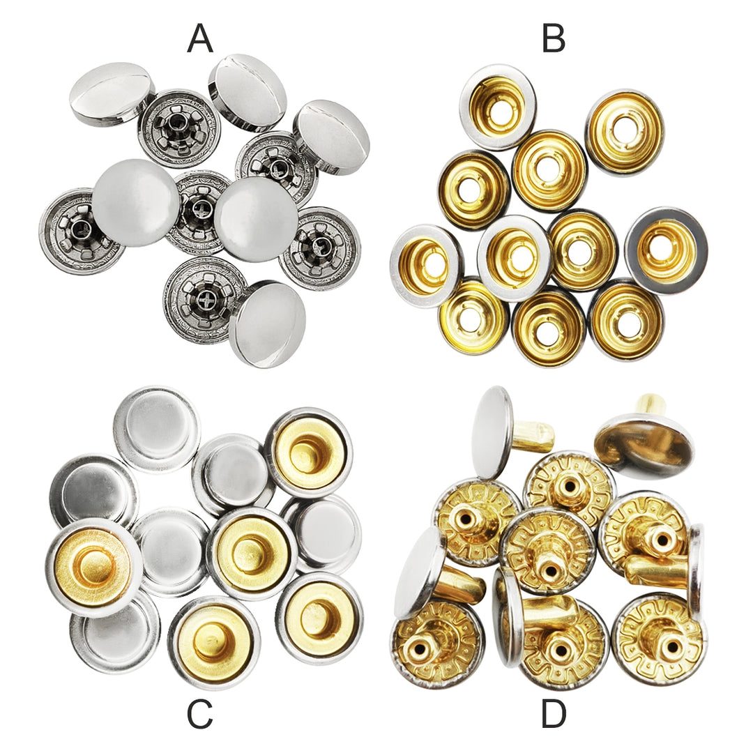 Shiny Round Shape Metal Snap Buttons for Leather Jacket/Shirts