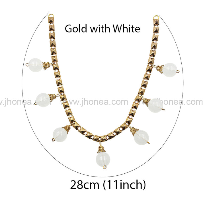 Beautiful Gold & White Beaded Decorative Necklace for Ethnic Wear