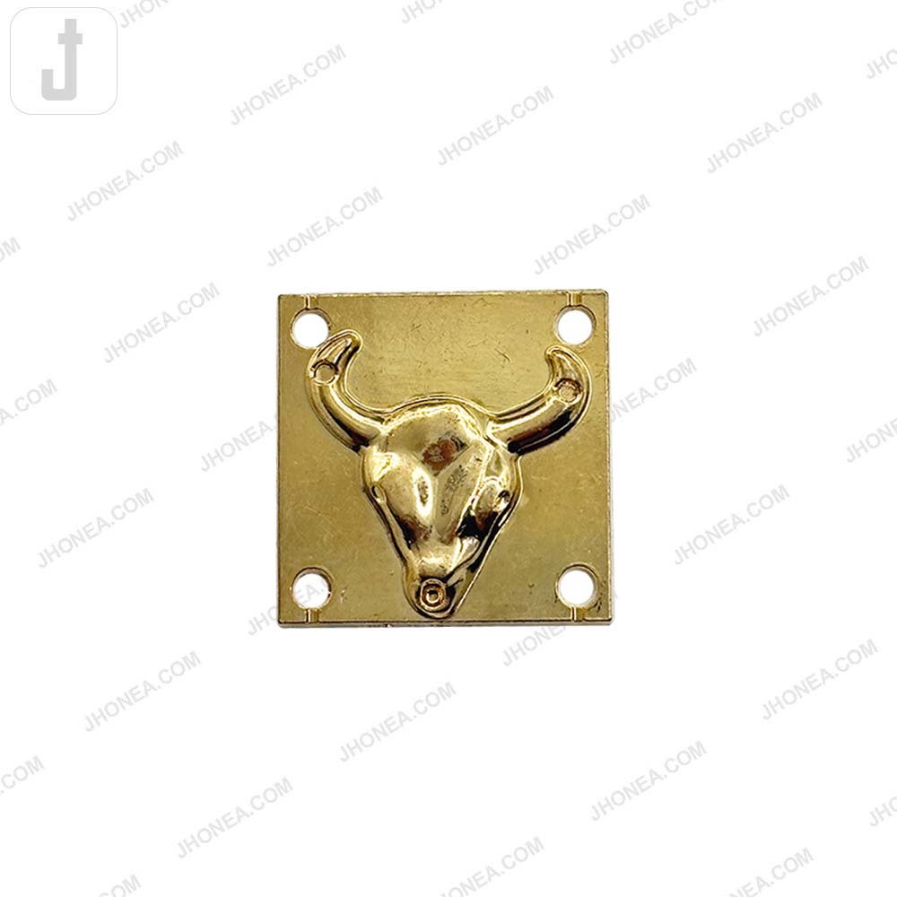 Bold Shiny Gold Bull Head Alloy Metal Clothing Accessory