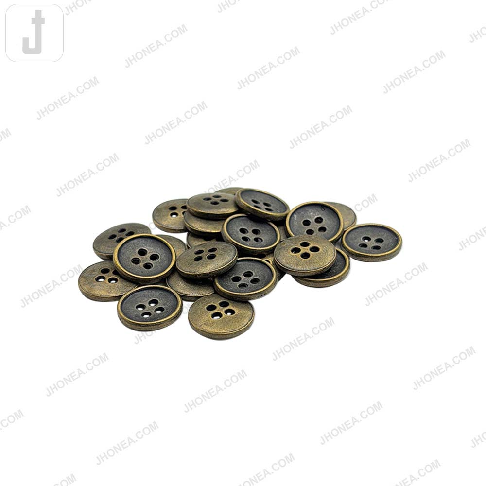 Round Vintage Style 4-Hole Metal Buttons for Sewing and Crafts